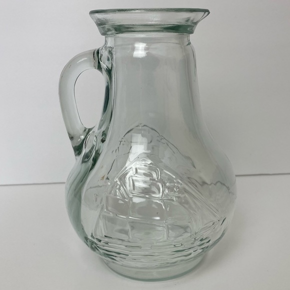 Vintage EUC Clear Pressed Glass Pitcher/Vase with Clipper Sailing Ship - Picture 3 of 12